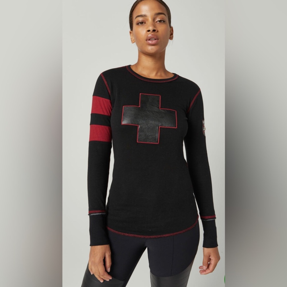 Alp N Rock Helvetica Crew black long sleeve organic cotton vegan cross shirt S